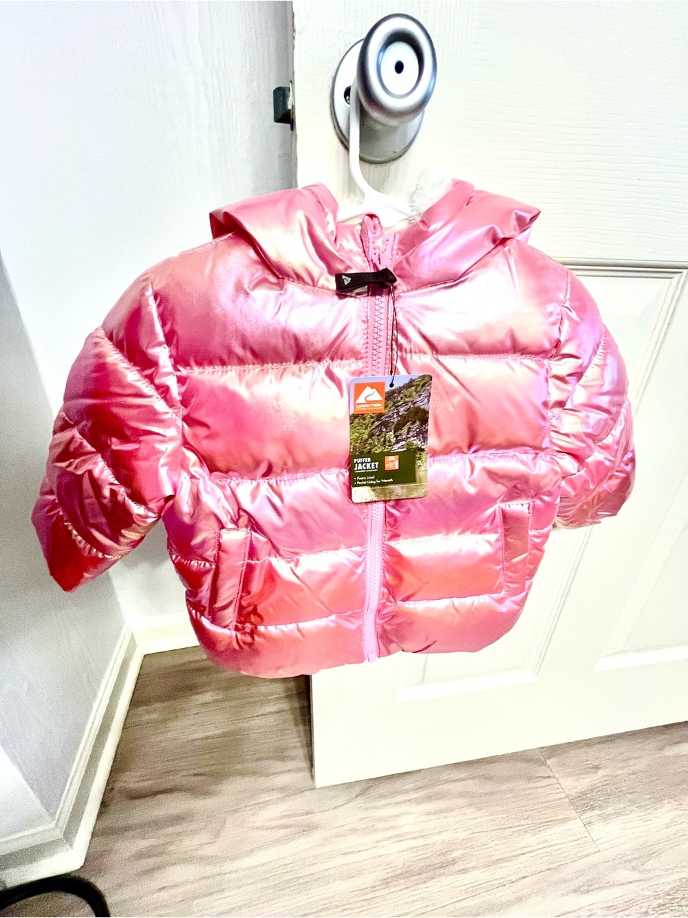 Ozark Trail Shiny Pink Hooded Puffer Jacket-12mo